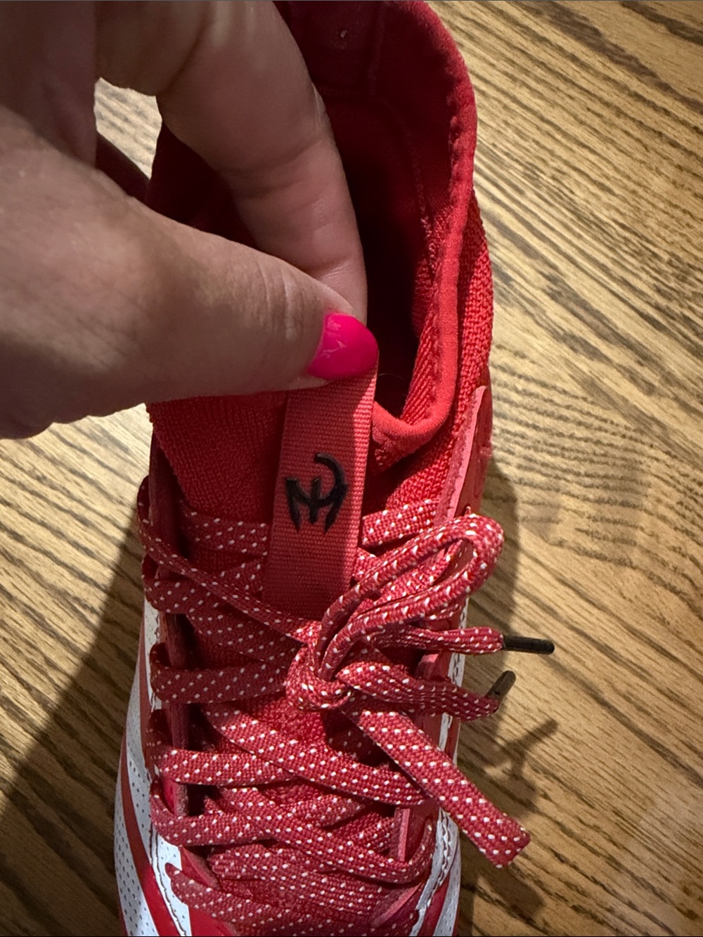 Adidas AdiZero Patrick Mahomes Kids Red and White Football Cleats - Picture 9 of 12
